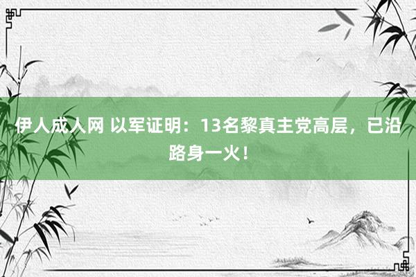 伊人成人网 以军证明：13名黎真主党高层，已沿路身一火！