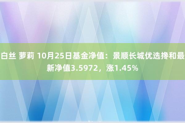 白丝 萝莉 10月25日基金净值：景顺长城优选搀和最新净值3.5972，涨1.45%