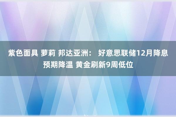 紫色面具 萝莉 邦达亚洲： 好意思联储12月降息预期降温 黄金刷新9周低位