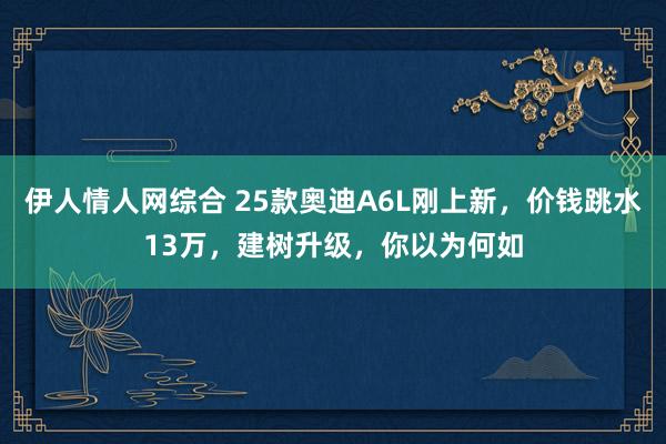 伊人情人网综合 25款奥迪A6L刚上新，价钱跳水13万，建树升级，你以为何如