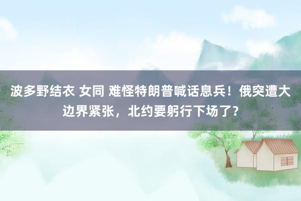 波多野结衣 女同 难怪特朗普喊话息兵！俄突遭大边界紧张，北约要躬行下场了？