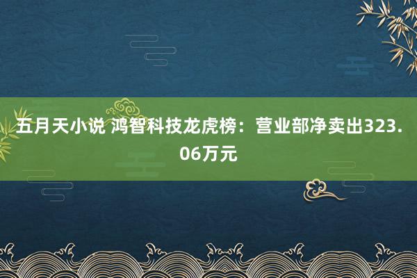 五月天小说 鸿智科技龙虎榜：营业部净卖出323.06万元