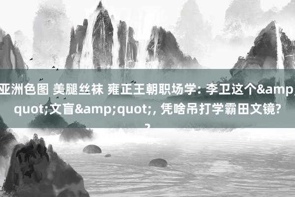 亚洲色图 美腿丝袜 雍正王朝职场学: 李卫这个&quot;文盲&quot;， 凭啥吊打学霸田文镜?