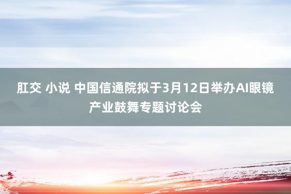 肛交 小说 中国信通院拟于3月12日举办AI眼镜产业鼓舞专题讨论会