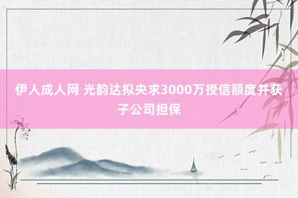 伊人成人网 光韵达拟央求3000万授信额度并获子公司担保