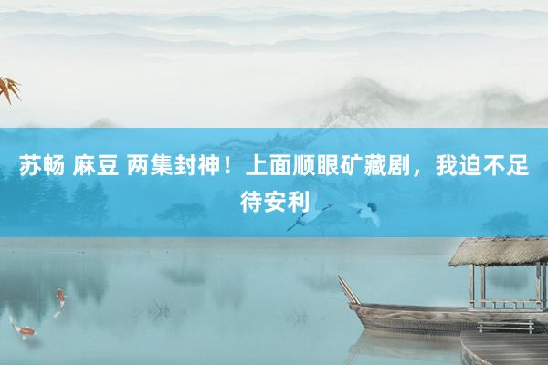 苏畅 麻豆 两集封神！上面顺眼矿藏剧，我迫不足待安利