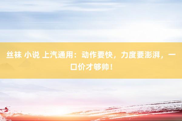 丝袜 小说 上汽通用：动作要快，力度要澎湃，一口价才够帅！