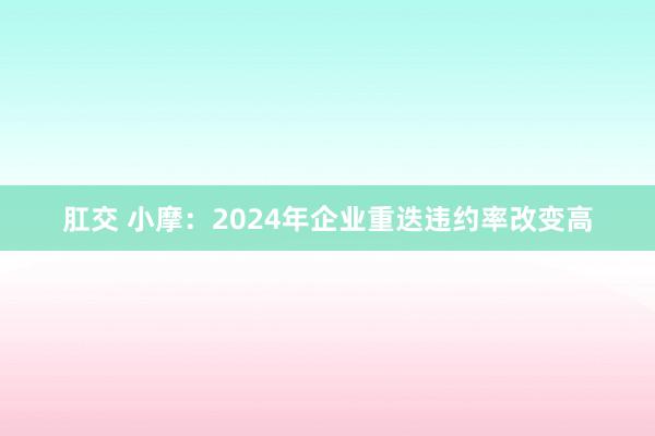 肛交 小摩：2024年企业重迭违约率改变高