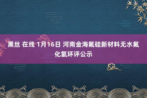 黑丝 在线 1月16日 河南金海氟硅新材料无水氟化氢环评公示
