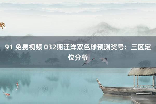 91 免费视频 032期汪洋双色球预测奖号：三区定位分析