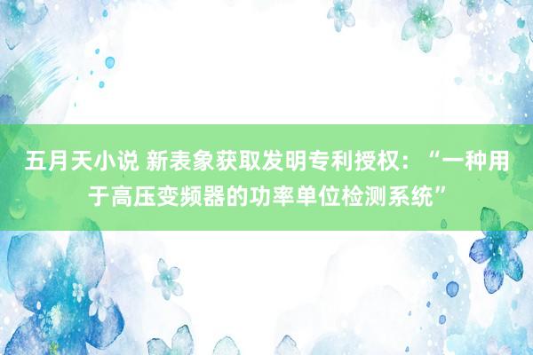 五月天小说 新表象获取发明专利授权：“一种用于高压变频器的功率单位检测系统”