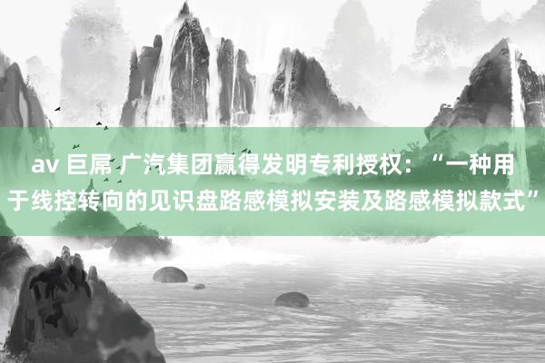 av 巨屌 广汽集团赢得发明专利授权：“一种用于线控转向的见识盘路感模拟安装及路感模拟款式”