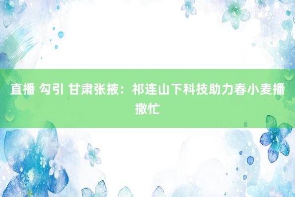 直播 勾引 甘肃张掖：祁连山下科技助力春小麦播撒忙