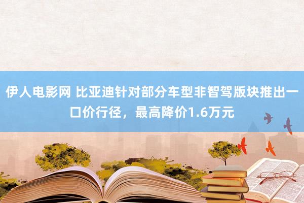 伊人电影网 比亚迪针对部分车型非智驾版块推出一口价行径，最高降价1.6万元
