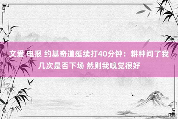 文爱 电报 约基奇道延续打40分钟：耕种问了我几次是否下场 然则我嗅觉很好
