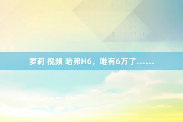 萝莉 视频 哈弗H6，唯有6万了……