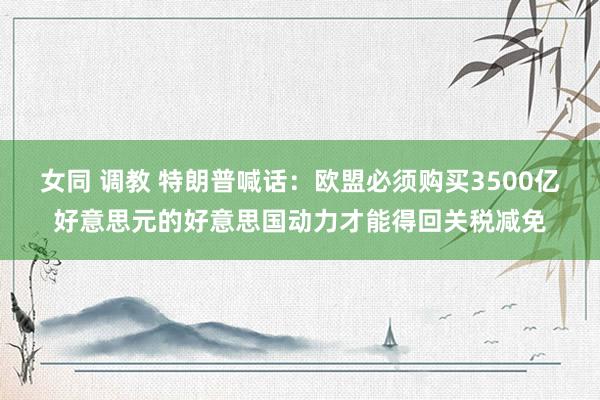 女同 调教 特朗普喊话：欧盟必须购买3500亿好意思元的好意思国动力才能得回关税减免