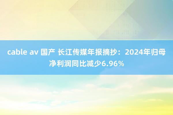cable av 国产 长江传媒年报摘抄：2024年归母净利润同比减少6.96%