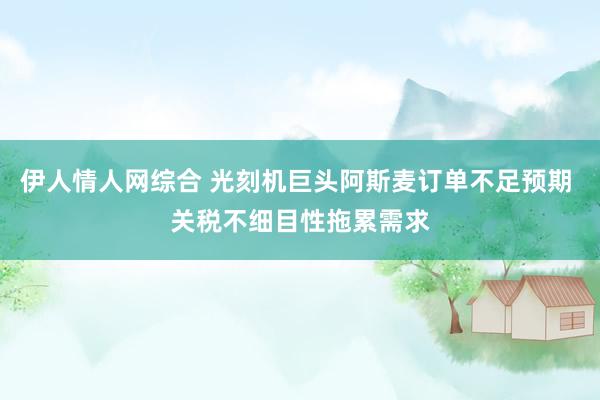 伊人情人网综合 光刻机巨头阿斯麦订单不足预期 关税不细目性拖累需求