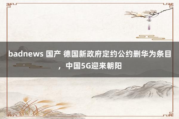 badnews 国产 德国新政府定约公约删华为条目，中国5G迎来朝阳
