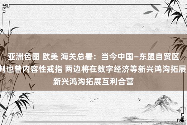 亚洲色图 欧美 海关总署：当今中国—东盟自贸区3.0版谈判也曾内容性戒指 两边将在数字经济等新兴鸿沟拓展互利合营