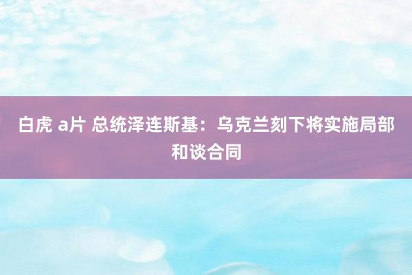白虎 a片 总统泽连斯基：乌克兰刻下将实施局部和谈合同