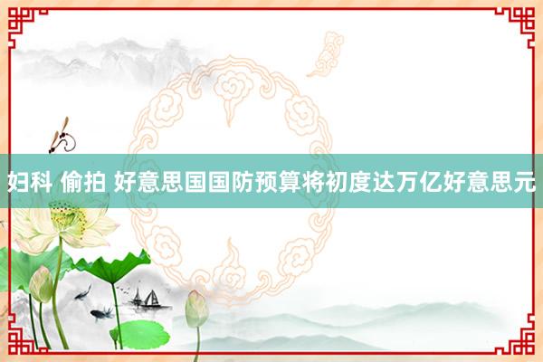 妇科 偷拍 好意思国国防预算将初度达万亿好意思元