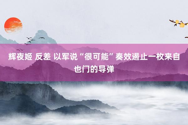 辉夜姬 反差 以军说“很可能”奏效遏止一枚来自也门的导弹