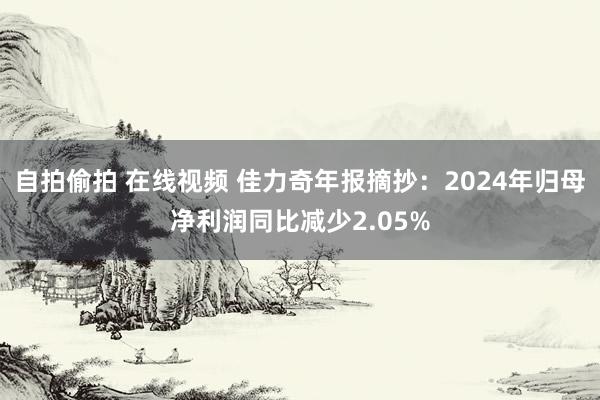 自拍偷拍 在线视频 佳力奇年报摘抄：2024年归母净利润同比减少2.05%