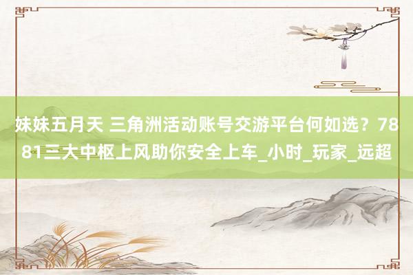 妹妹五月天 三角洲活动账号交游平台何如选？7881三大中枢上风助你安全上车_小时_玩家_远超