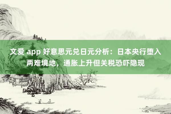 文爱 app 好意思元兑日元分析：日本央行堕入两难境地，通胀上升但关税恐吓隐现